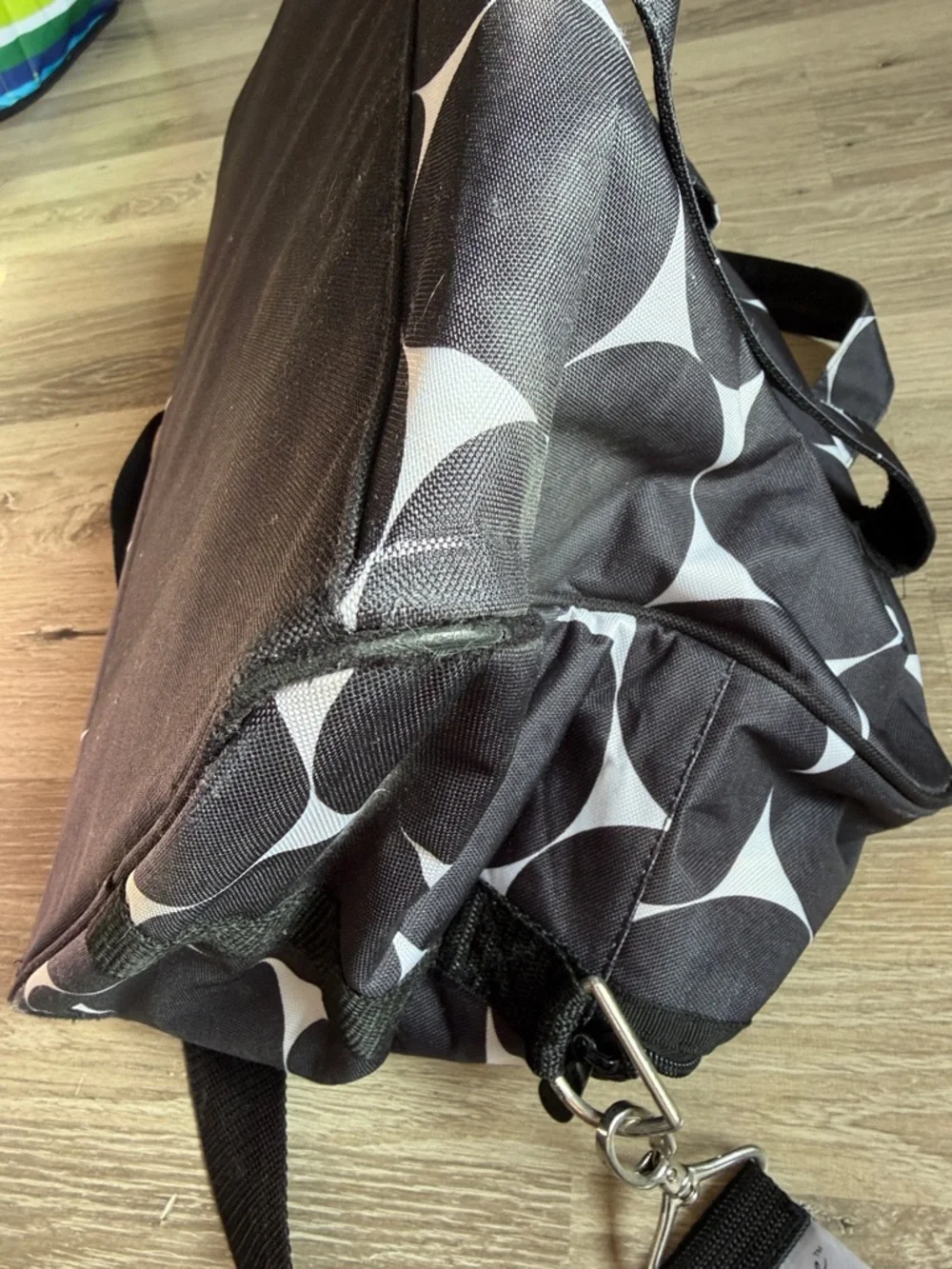 Thirty One Black & White Geometric Canvas Travel Bag